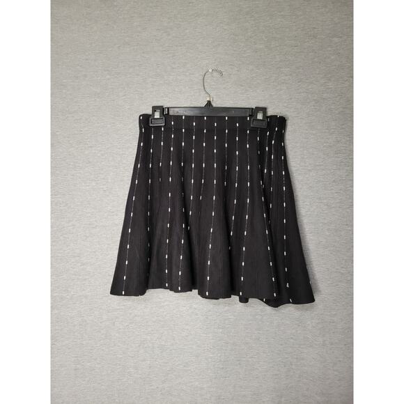 Teen Women Candies Thick Black White Ribbed Gathered Above Knee Mini Skirt Small - Picture 2 of 7